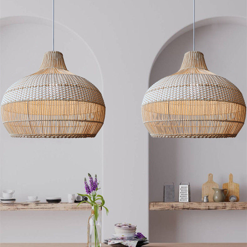 Rattanowa pleciona lampa wisząca