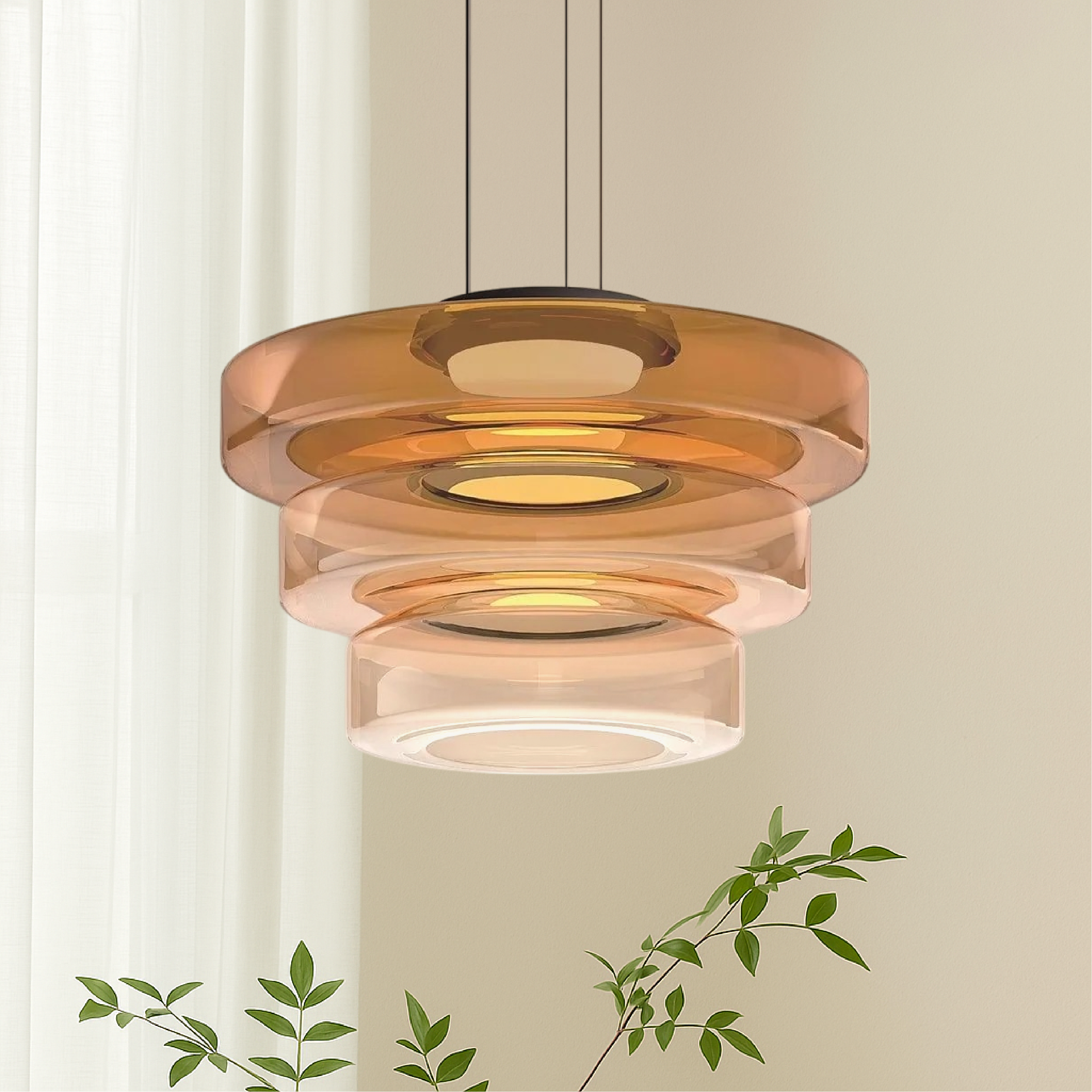 Duńska szklana lampa wisząca Bauhaus