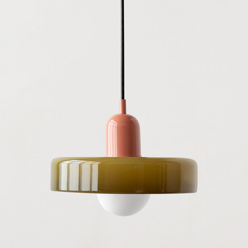Lampa wisząca z kolorowego szkła Bauhaus
