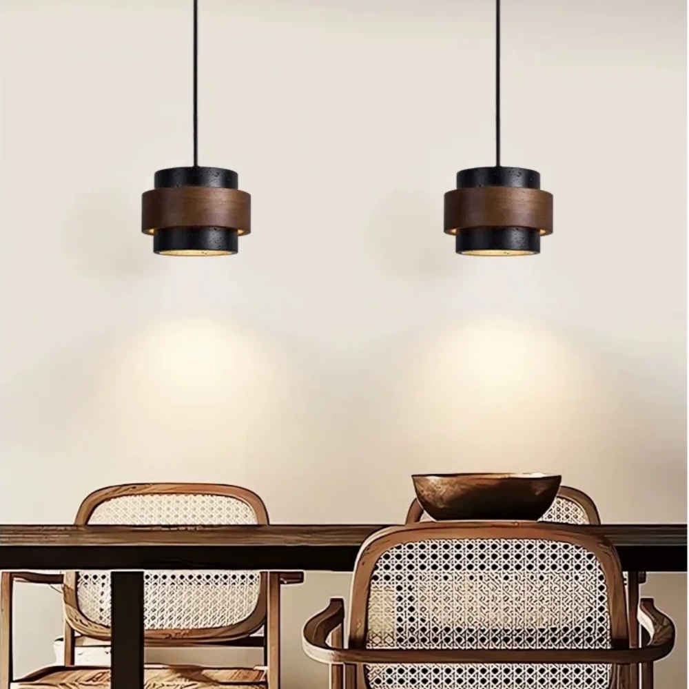 Lampa wisząca z czarnego trawertynu