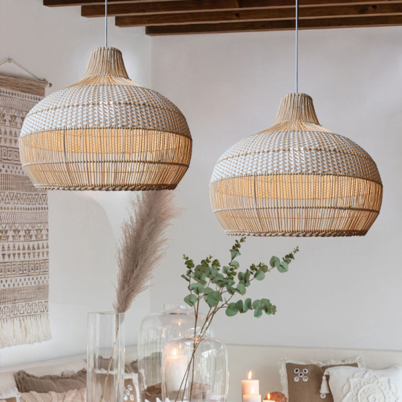 Rattanowa pleciona lampa wisząca