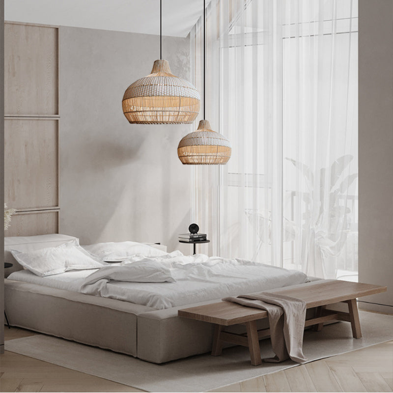 Rattanowa pleciona lampa wisząca