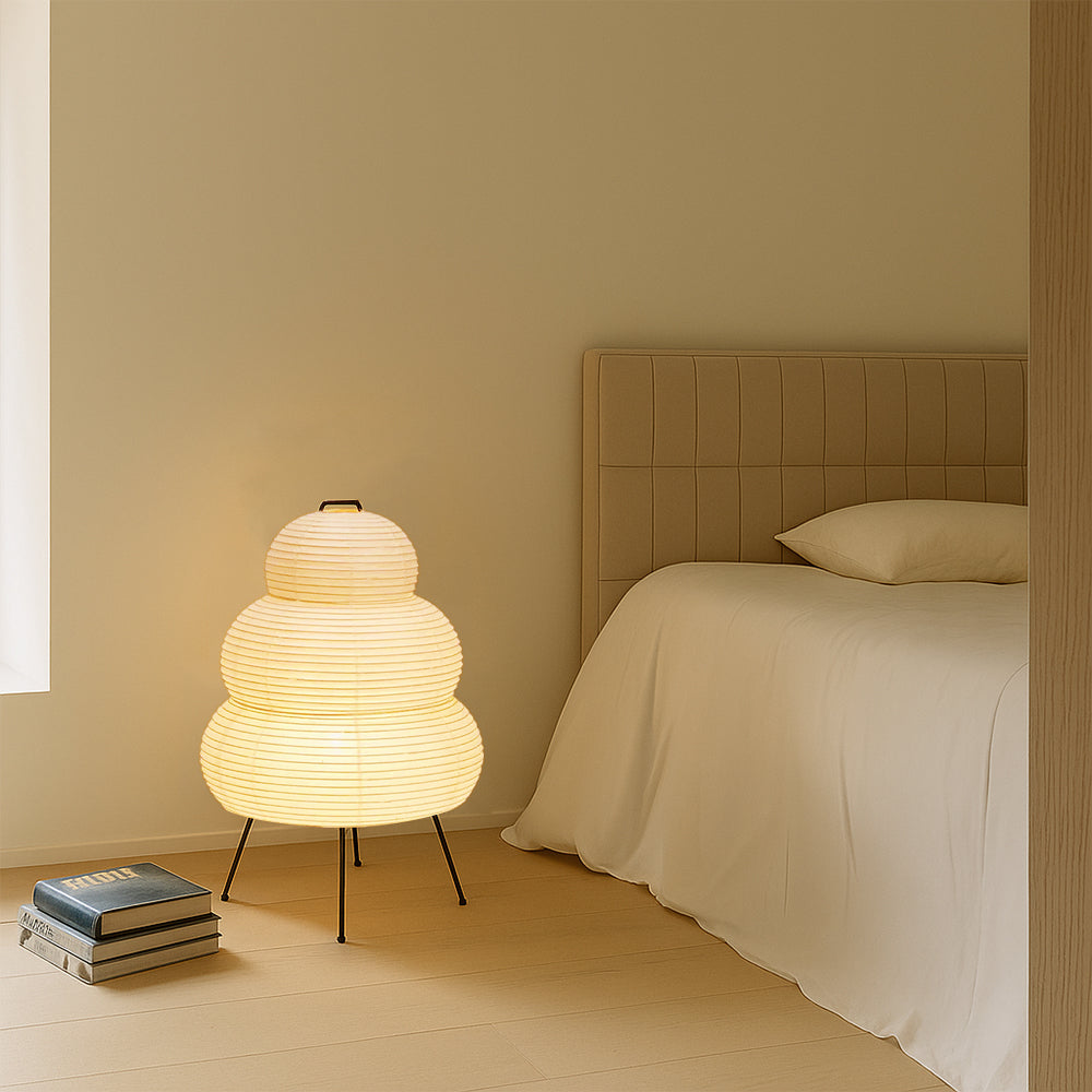 Lampa stołowa z papieru ryżowego
