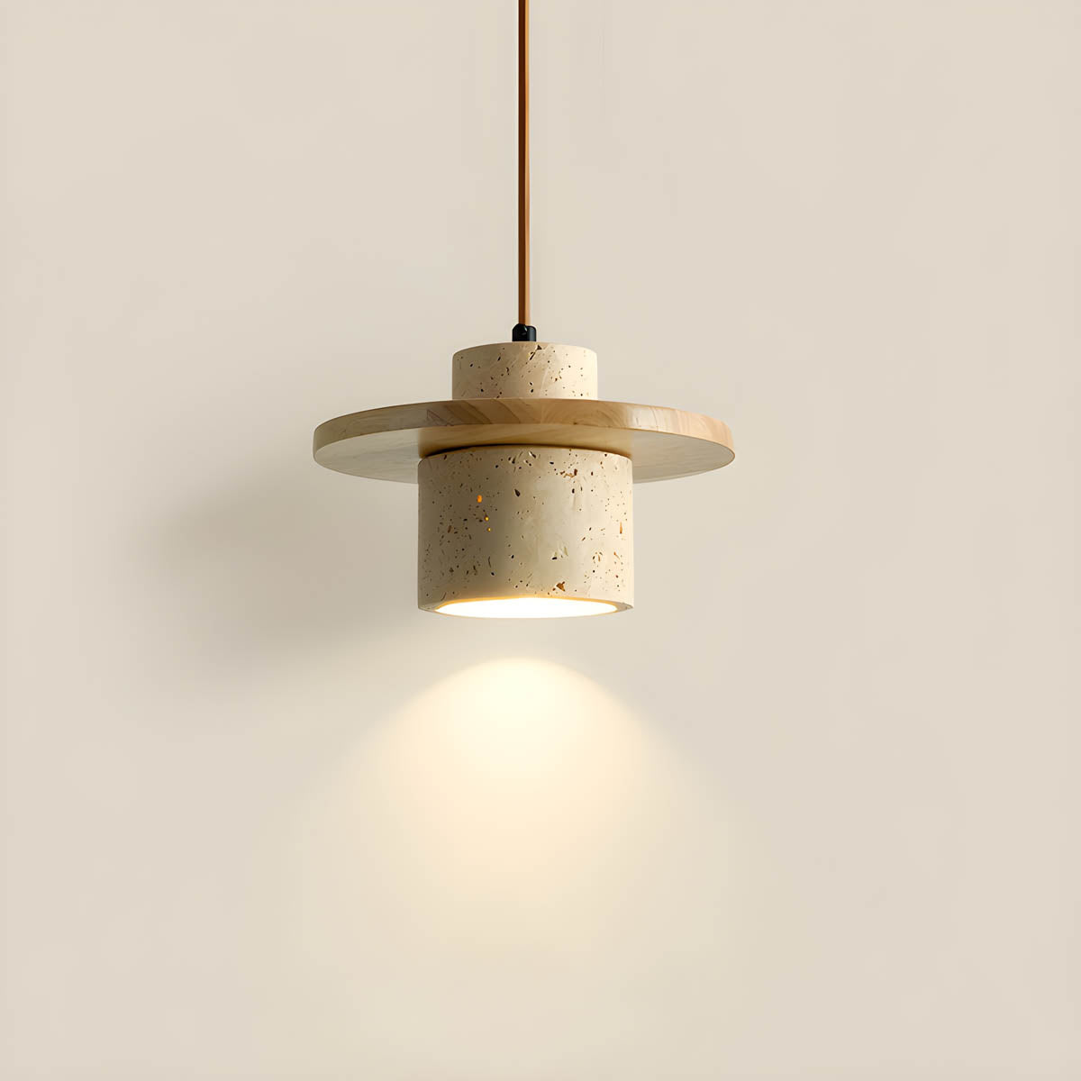 Lampa wisząca z kamienia trawertynowego