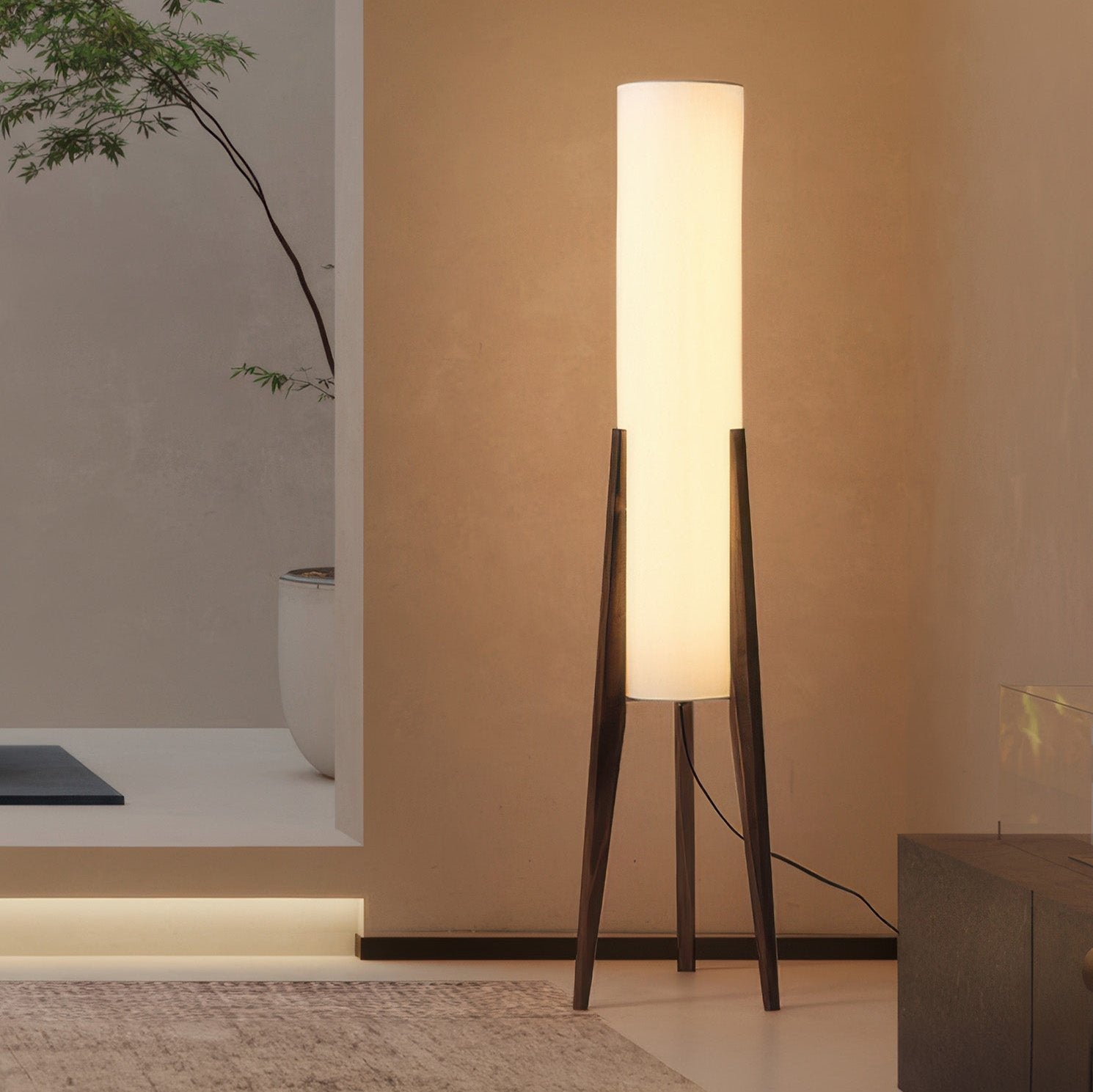 Lampa podłogowa z litego drewna orzechowego Lampa artystyczna