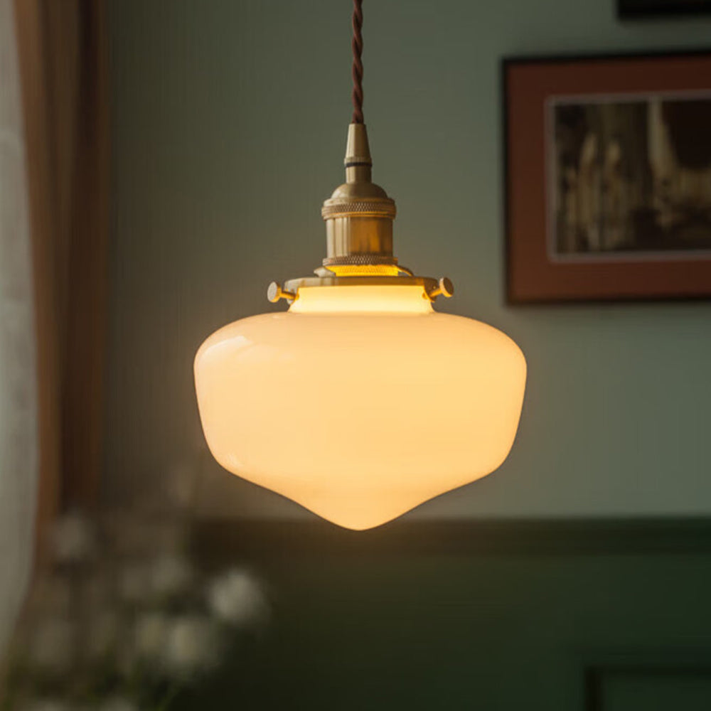 Szklana lampa wisząca Mosiężna latarnia retro