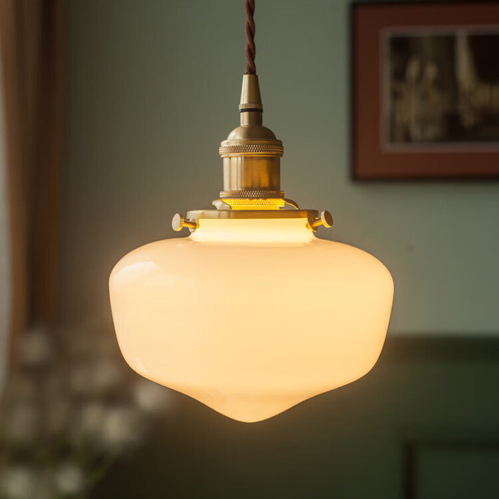 Szklana lampa wisząca Mosiężna latarnia retro