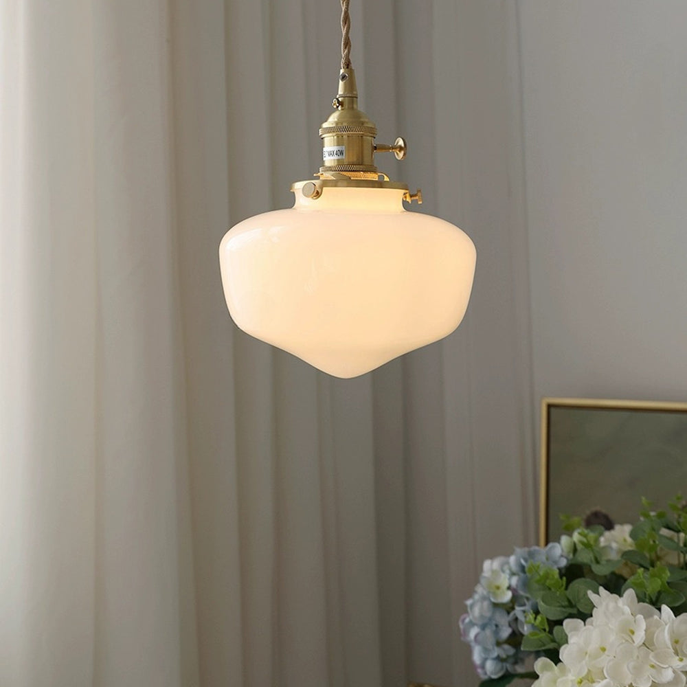 Szklana lampa wisząca Mosiężna latarnia retro