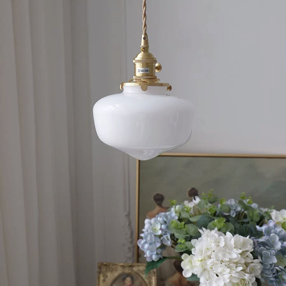 Szklana lampa wisząca Mosiężna latarnia retro