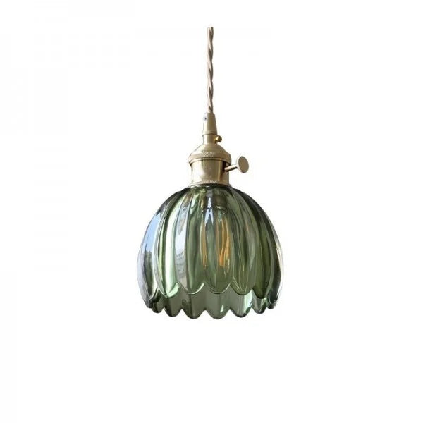 Japońska retro szklana lampa wisząca w kształcie kwiatu