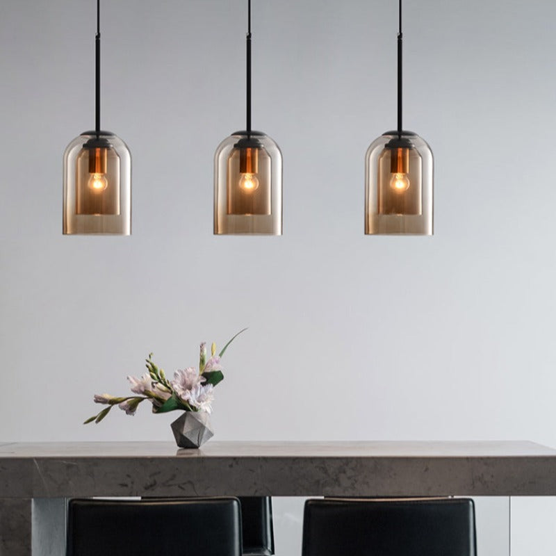 Lampy wiszące Mica Mid-Century z podwójnym szkłem