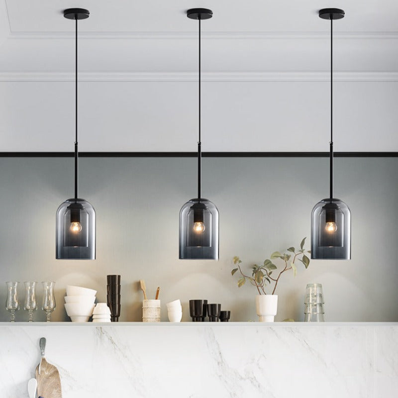 Lampy wiszące Mica Mid-Century z podwójnym szkłem